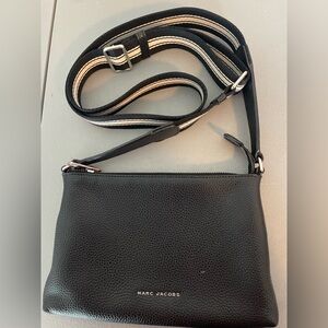 Marc Jacobs Black Crossbody Bag with Striped Strap